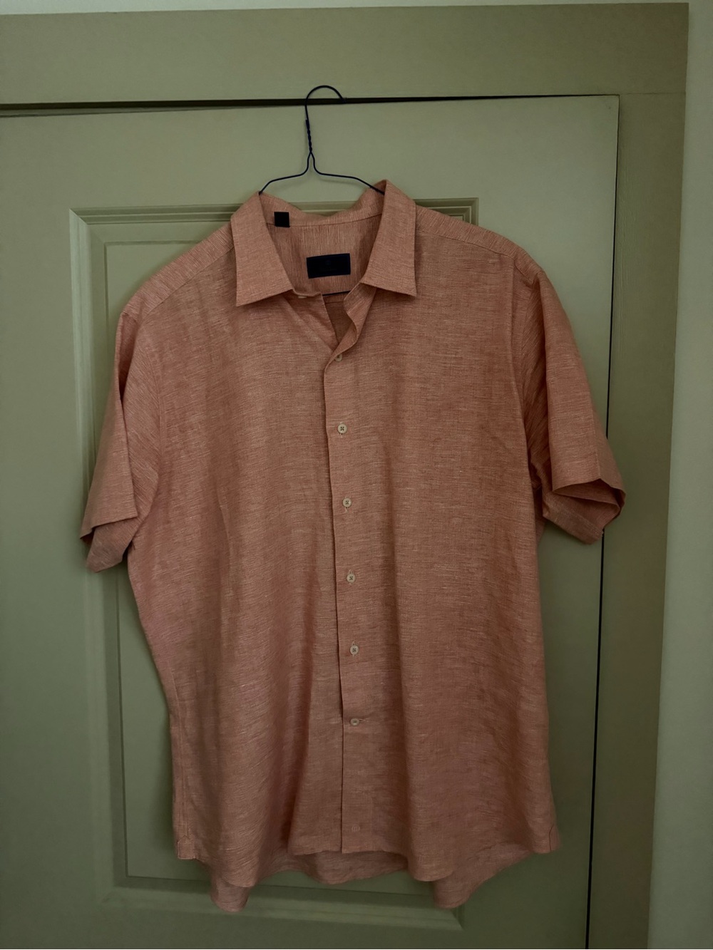 David Donahue Short-Sleeve Button-Down Shirt in Dusty Coral